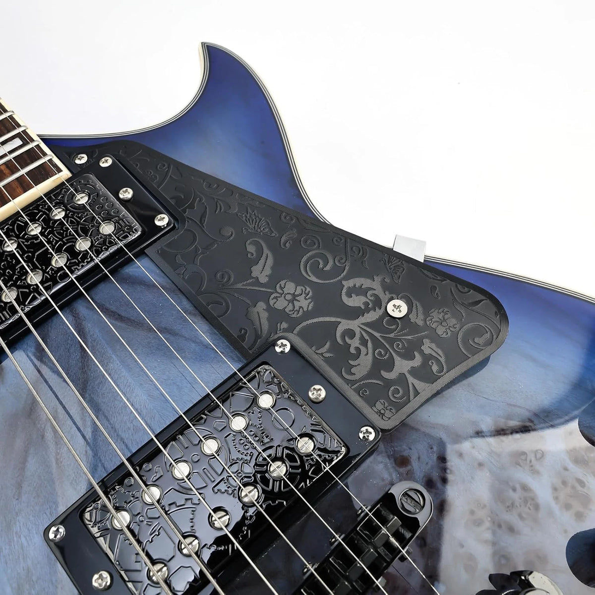 Black Engraved Aluminum Guitar Pickguard Scratch Plate Fit LP