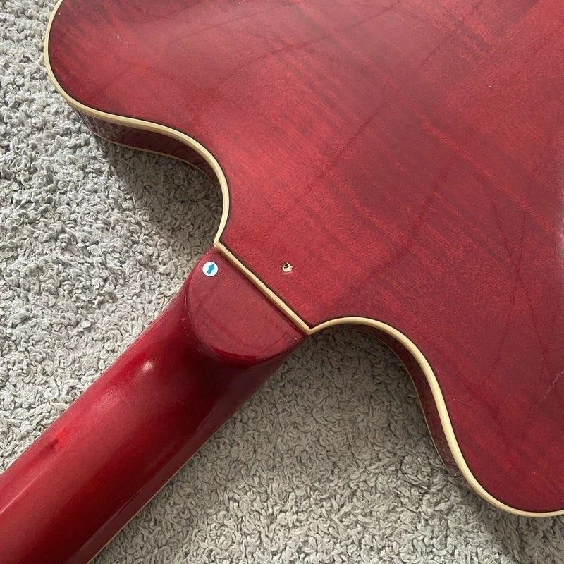 Semi Hollow Guitar Set in Red, Tiger Maple Body, Mahogany Neck
