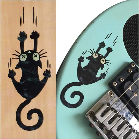 Black Pearl Sliding Cat Guitar and Bass Body Inlay Sticker
