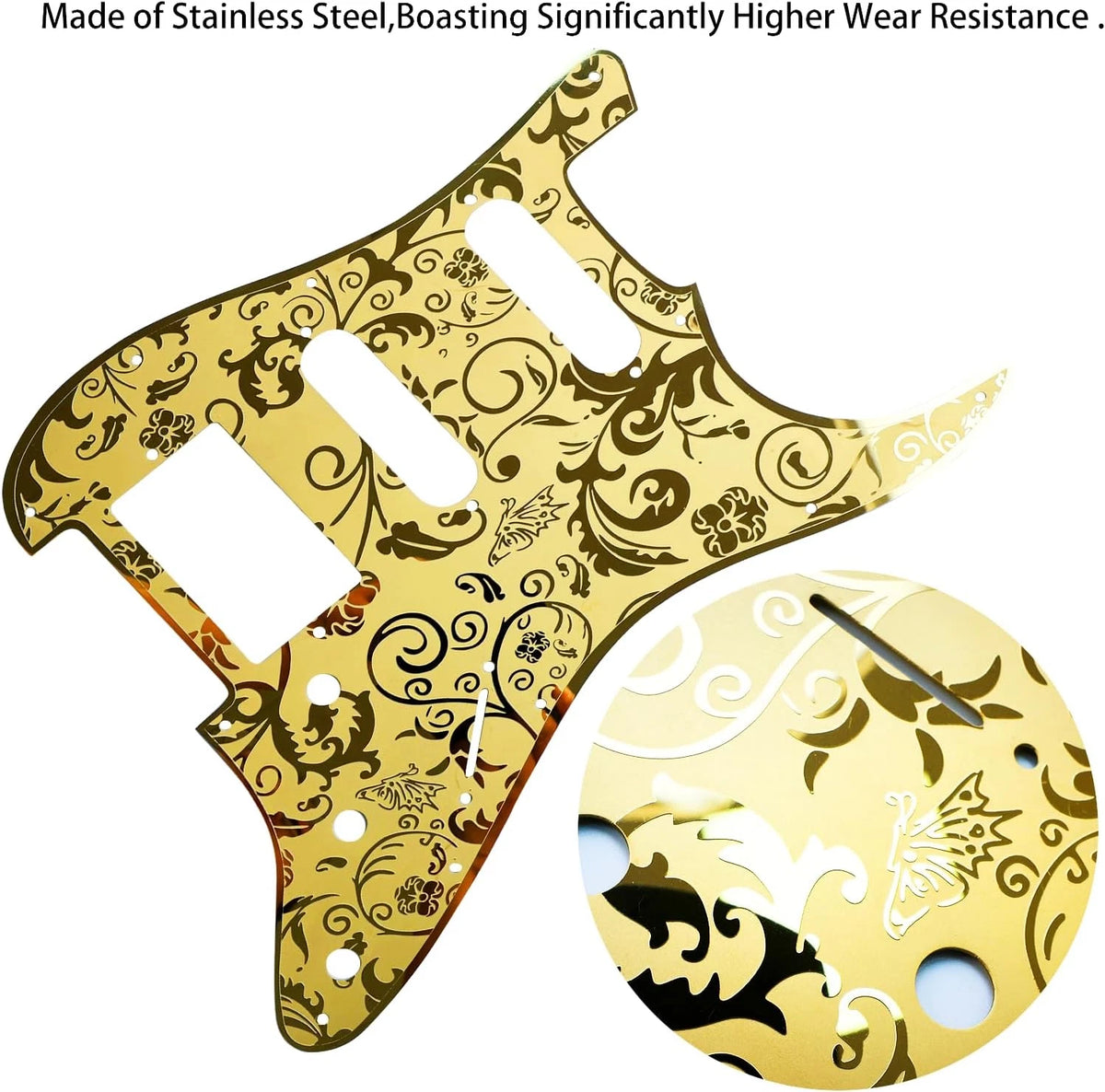 Gold SSH Guitar Engraved Top Steel Pickguard Scratch Plate Fit Stratocaster Stra