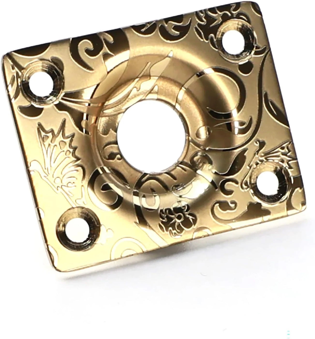 Gold Guitar Engraved Jack Plate Square Socket Fit LP , Tele TL