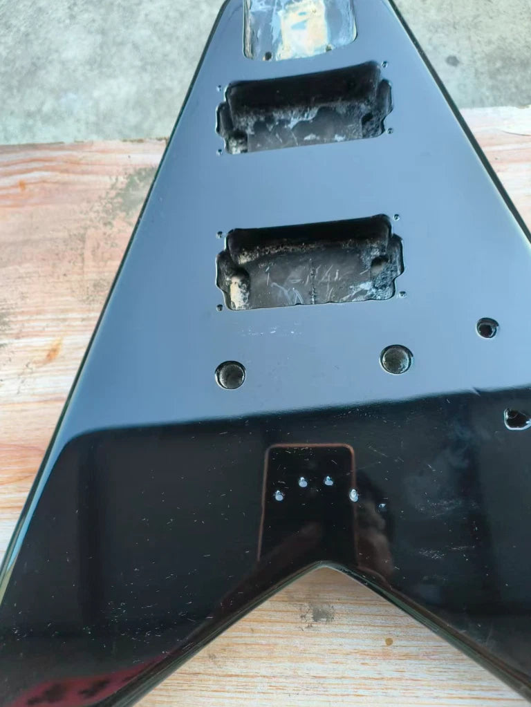 HH Glossy Black Guitar Basswood Body DIY Project Fit Flying V