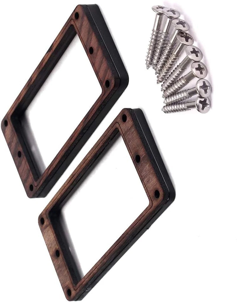 2 Pcs Rosewood Curved Bottom Humbucker Pickup Ring Set for Epiphone Guitar Acces
