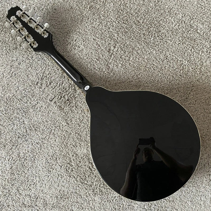 Black 8 String Mandolin, Maple Body, Mahogany Neck, Rosewood Fingerboard