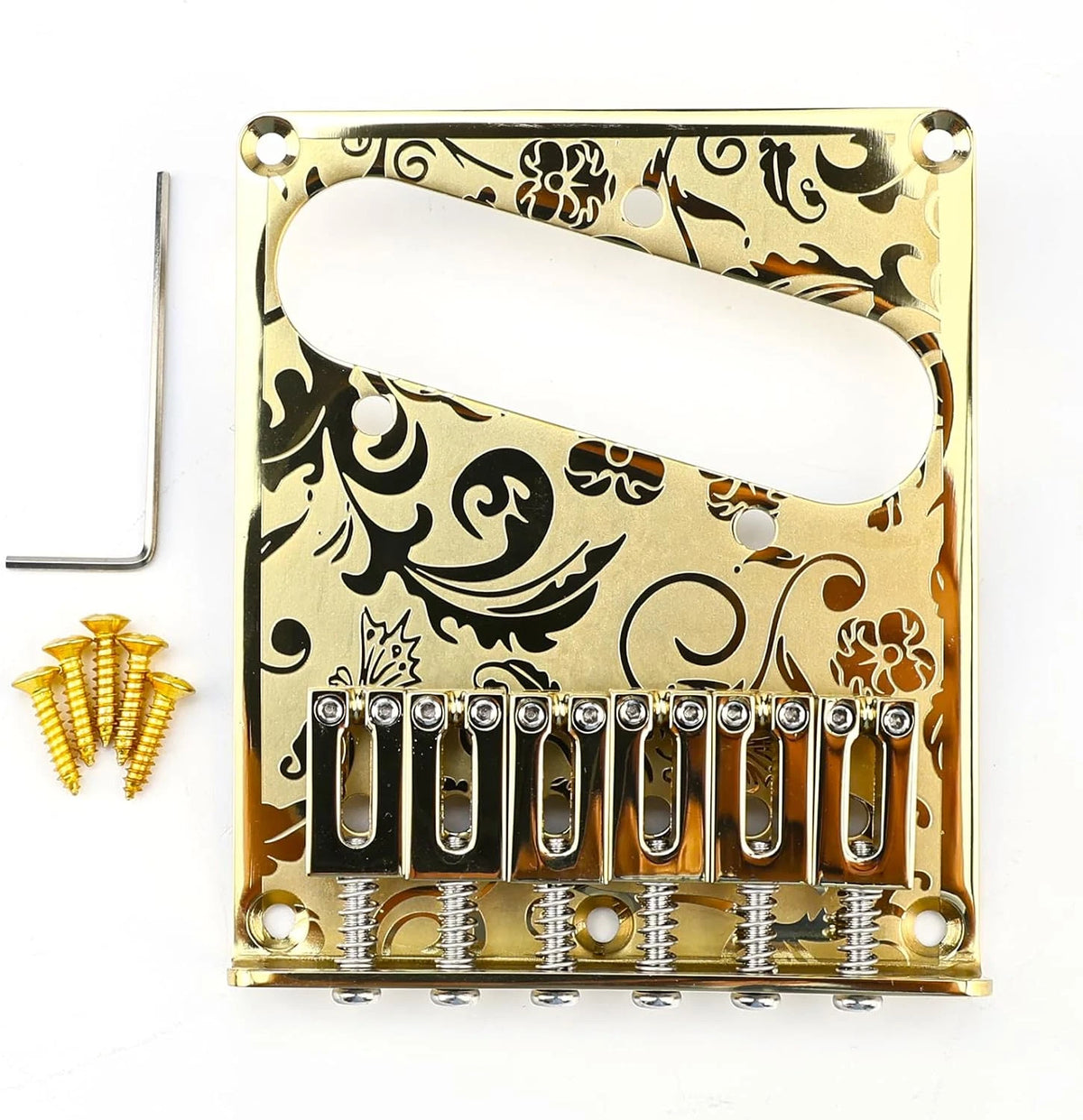 Gold Engraved Steel Guitar Bridge Fit Telecaster Tele
