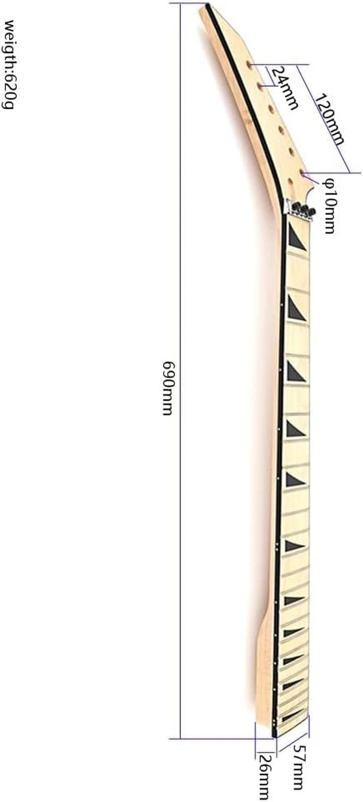 Reversed Head Guitar Maple Wood Neck, 24 Frets Fingerboard