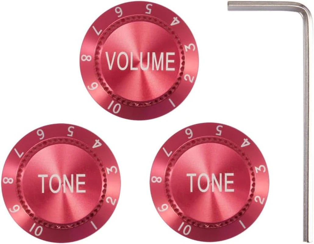 3pcs Red Aluminum Guitar Volume Tone Control Knobs Fit Strat ST