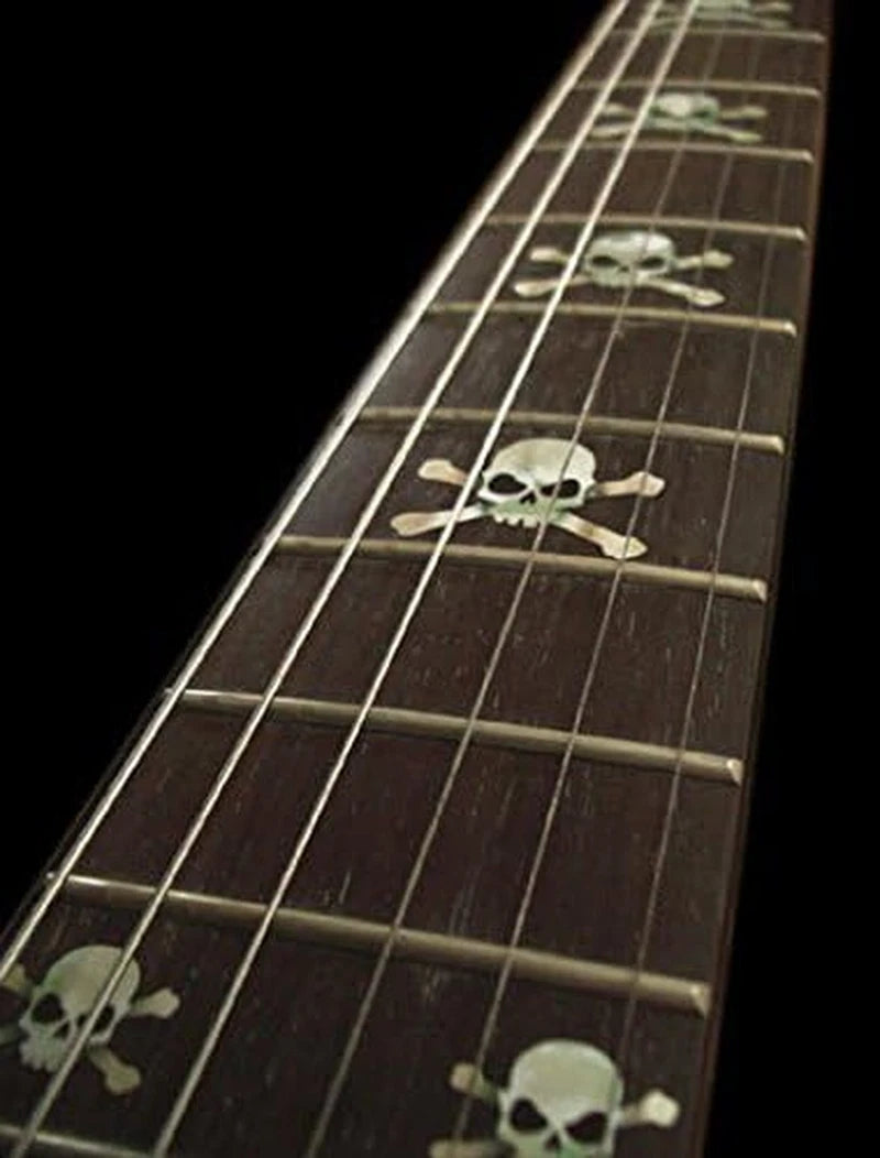 White Pearl Skull Heads Guitar Fret Fretboard Inlay Stickers Markers