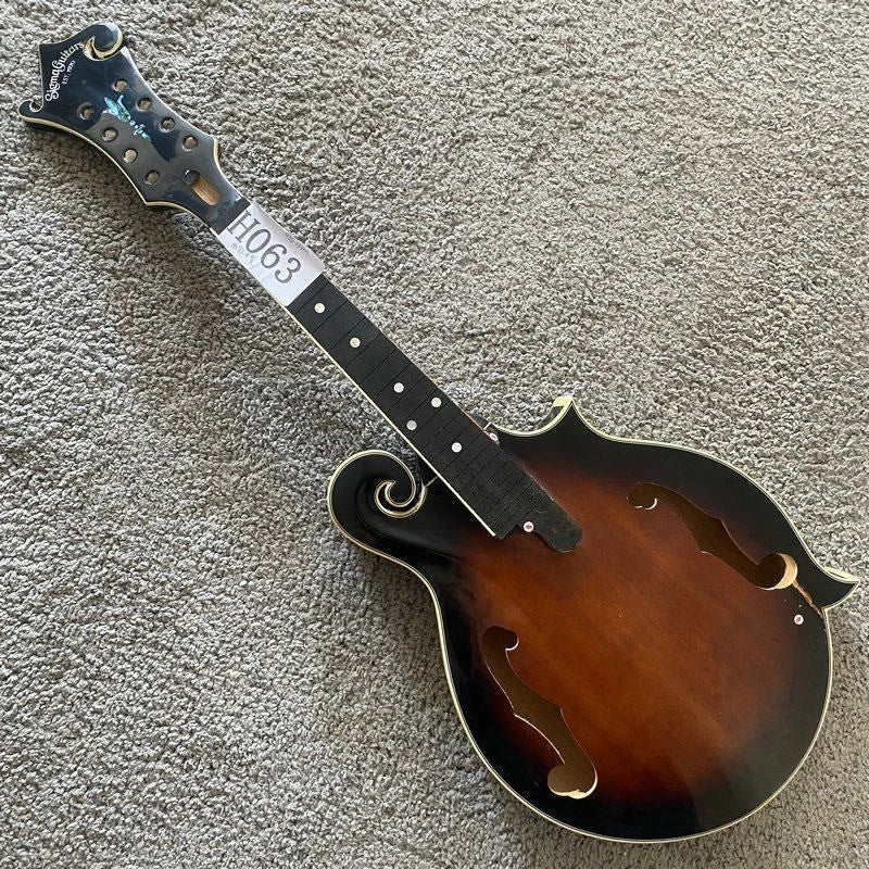 Sunburst Mahogany Wood 8 String Mandolin Body, Ebony Fingerboard Neck