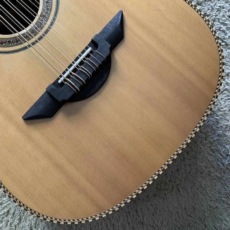10 String Crossover Acoustic Electric Guitar, Solid Red Pine Top