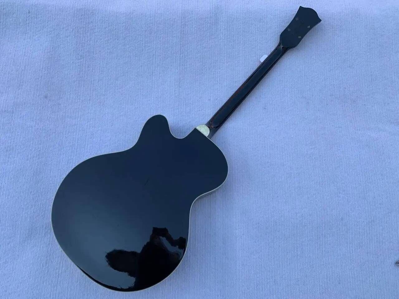 Black Archtop Hollow Body 4 String Jazz Bass Body with Maple Neck