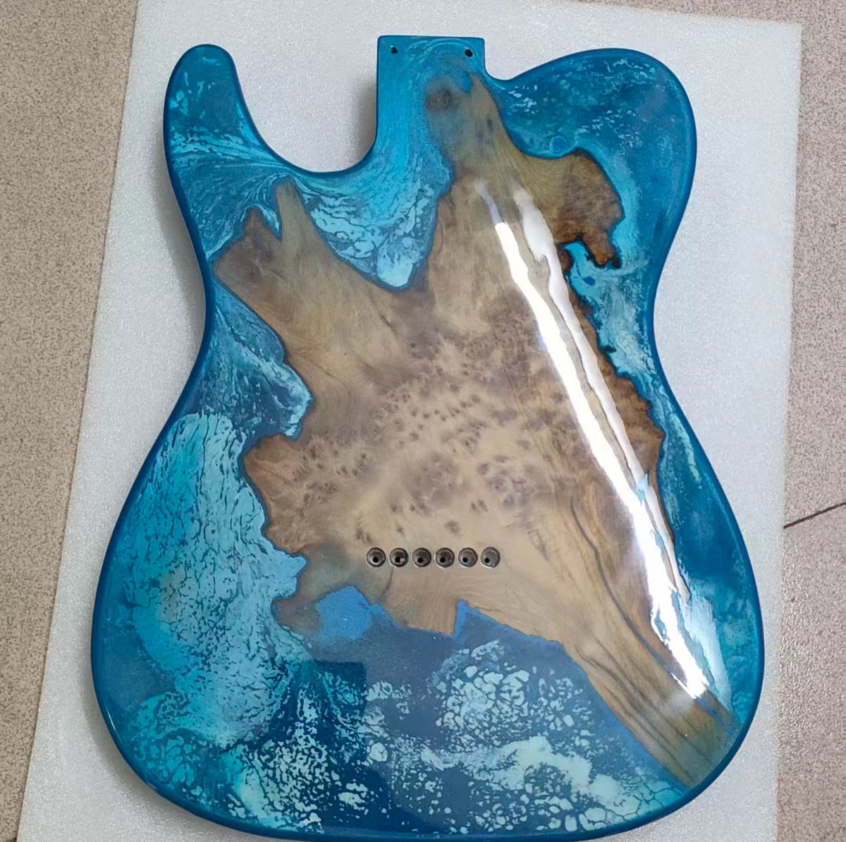 Custom Blue Finish Guitar Tele Mahogany Body with Resin Top Finish Fit Tele TL