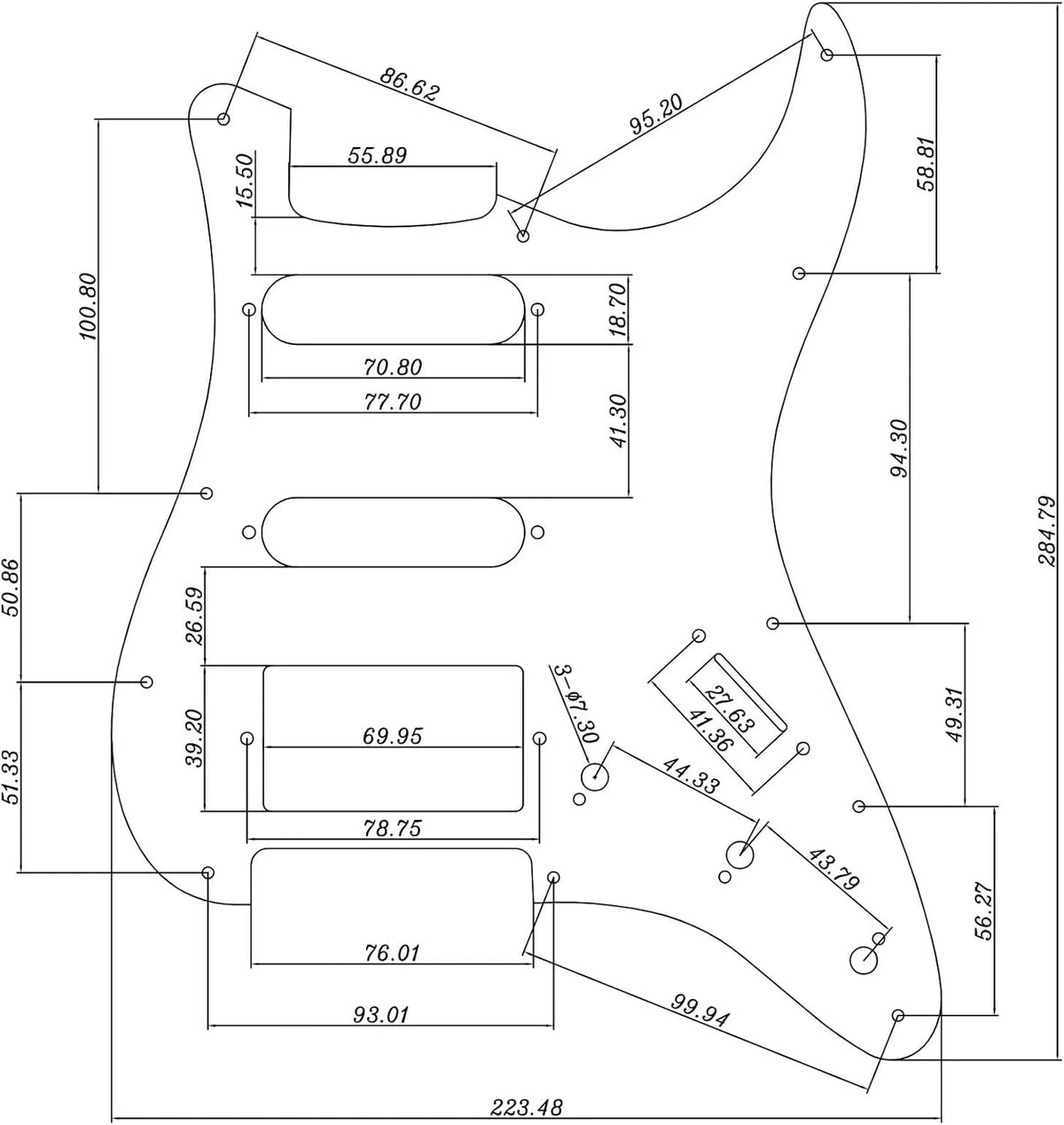 Steel HSS Guitar Engraved Pickguard Scratch Plate Fit Stratocaster Strat
