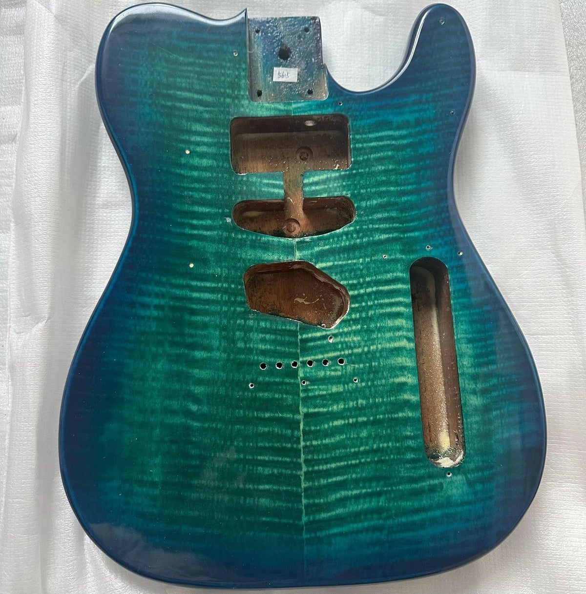 Blue Sunset Flame Maple and Mahogany Guitar Body Fit TL