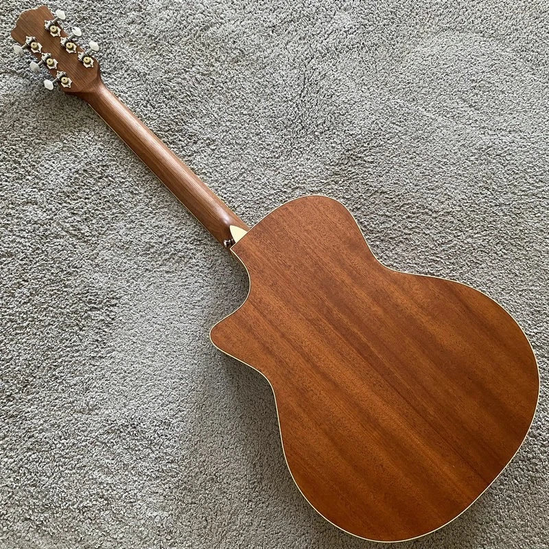 Acoustic Guitar Red Pine Engraved Top Body Mahogany Neck Rosewood Fingerboard