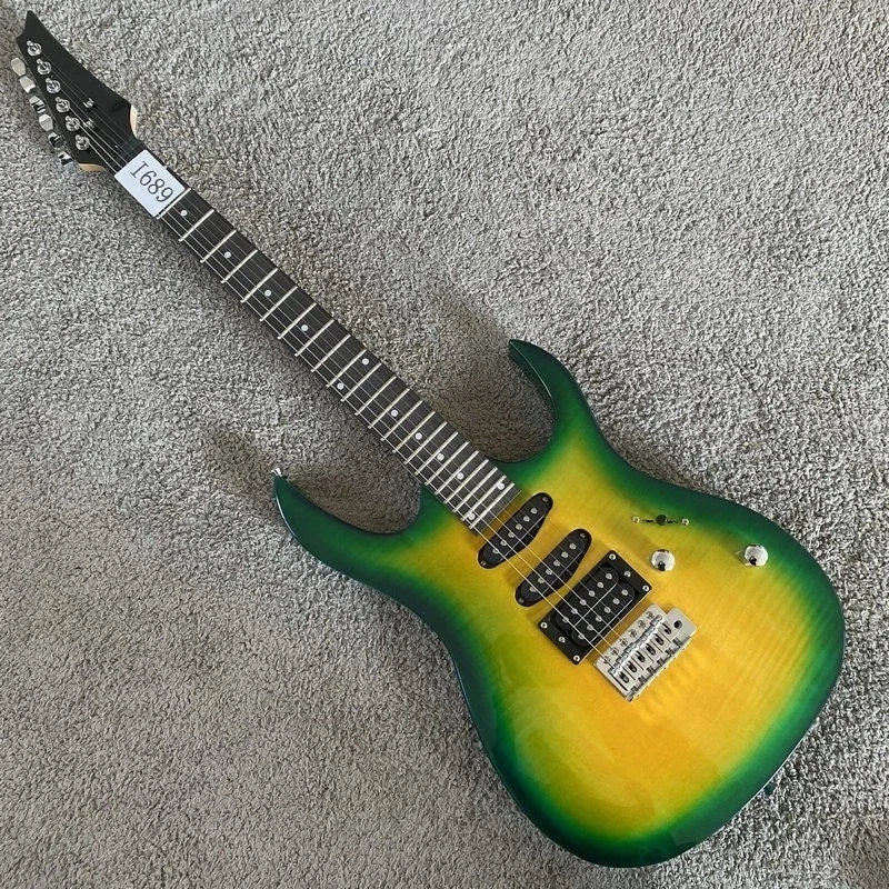 Transparent Green Superstrat Electric Guitar, Basswood Body, Maple Neck Rosewood