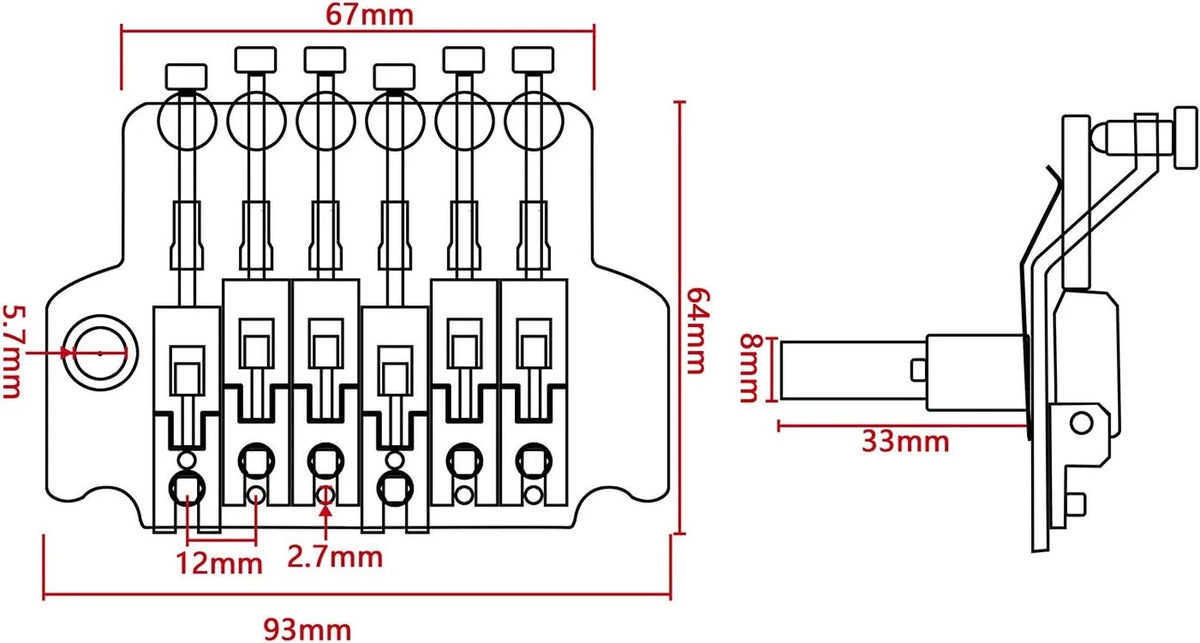 Black Guitar Tremolo Licensed Floyd Rose Bridge System