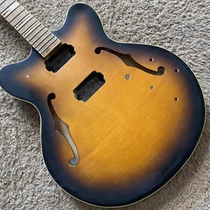 Sunburst Semi Hollow Jazz Guitar Body, Mahogany Neck, Rosewood Fingerboard