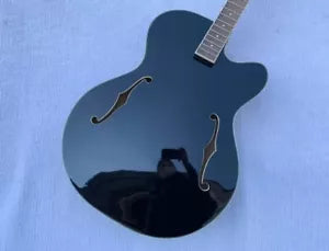 Black Archtop Hollow Body 4 String Jazz Bass Body with Maple Neck