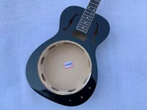 Black Glossy Finish Dobro Resonator Guitar, Maple Neck, Rosewood Fingerboard DIY