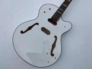 Glossy White DIY Project Hollow Jazz Guitar Body, Maple Neck, Rosewood Fretboard