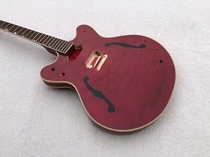 Red Tiger Maple Top Jazz Guitar Semi Hollow Body Maple Neck Rosewood Fingerboard