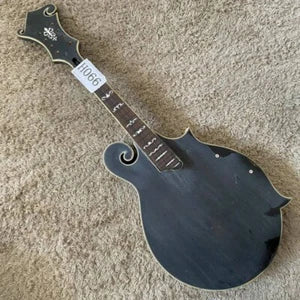 Black DIY Project 8 String Mandolin, Spruce Body, Mahogany Neck