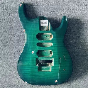HSH Tiger Maple Top Green Guitar Solid Basswood Body DIY Project