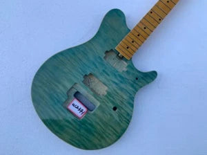 HH Green Tiger Maple Top Basswood Guitar Body, Maple Neck DIY Project