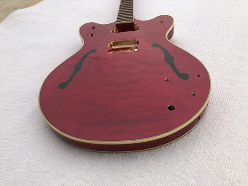 Red Tiger Maple Top Jazz Guitar Semi Hollow Body Maple Neck Rosewood Fingerboard