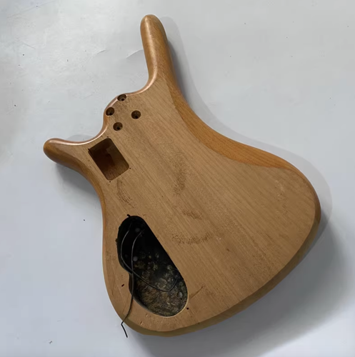 Solid Mahogany Wood 4 String Bass Body DIY Project