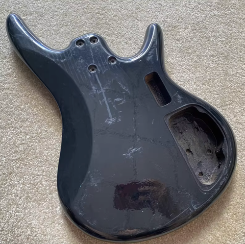 Black 4 String Left Handed Basswood Bass Body DIY Project