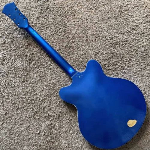 Metallic Blue Semi Hollow Jazz Guitar Body, Maple Neck, Rosewood Fingerboard