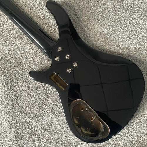 Harley Benton Black 4 String Electric Bass, Maple Neck, Basswood Body