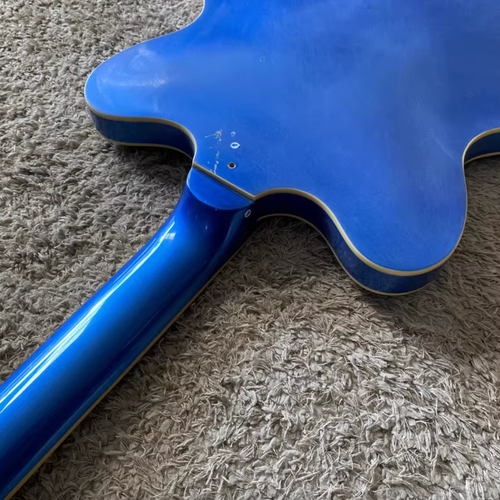Metallic Blue Semi Hollow Jazz Guitar Body, Maple Neck, Rosewood Fingerboard