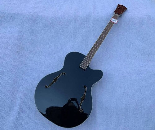 Black Archtop Hollow Body 4 String Jazz Bass Body with Maple Neck