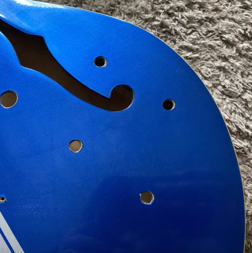 Metallic Blue Semi Hollow Jazz Guitar Body, Maple Neck, Rosewood Fingerboard