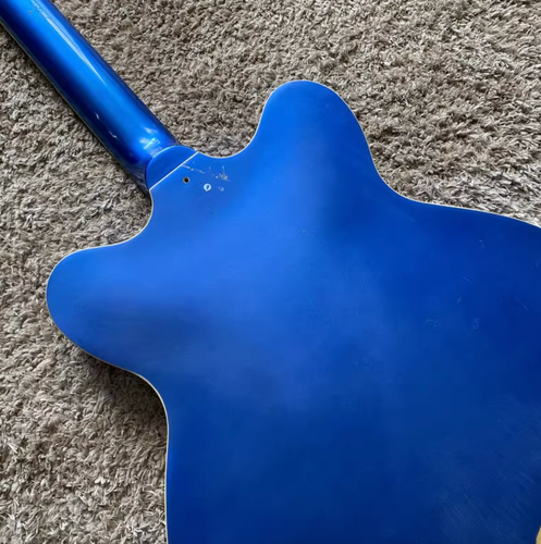 Metallic Blue Semi Hollow Jazz Guitar Body, Maple Neck, Rosewood Fingerboard