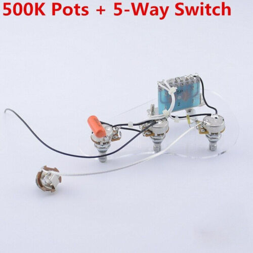 Electric Guitar Wiring Harness ( 3x 500K Pots + 5-Way Switch + Jack ) 1 Set For Stratocaster Strat