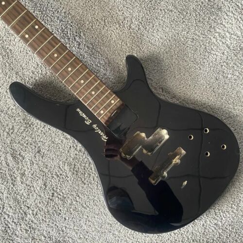 Harley Benton Black 4 String Electric Bass, Maple Neck, Basswood Body