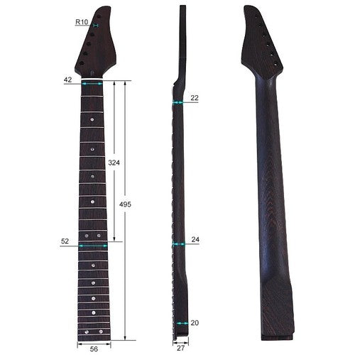 Wenge Wood Electric Guitar Neck, 24 Frets Fingerboard Fretboard