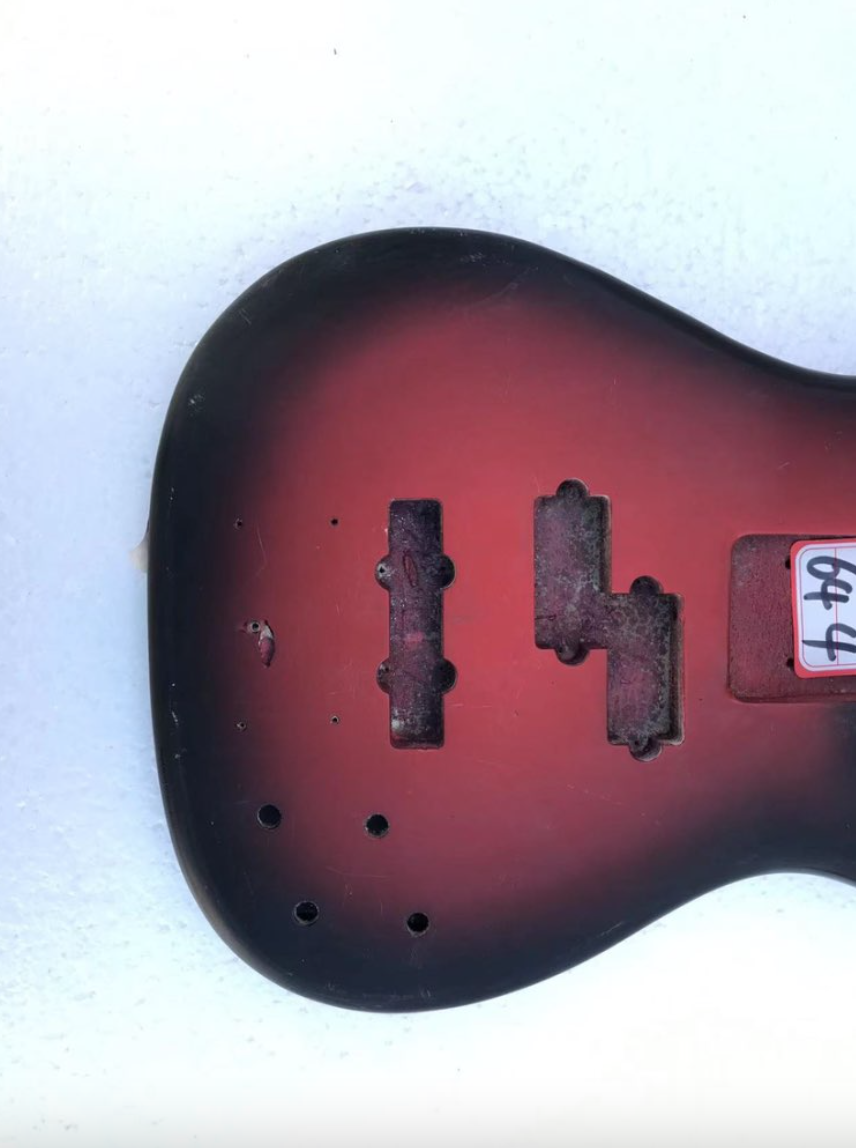 4 String Electric Bass Red Burst Body Project