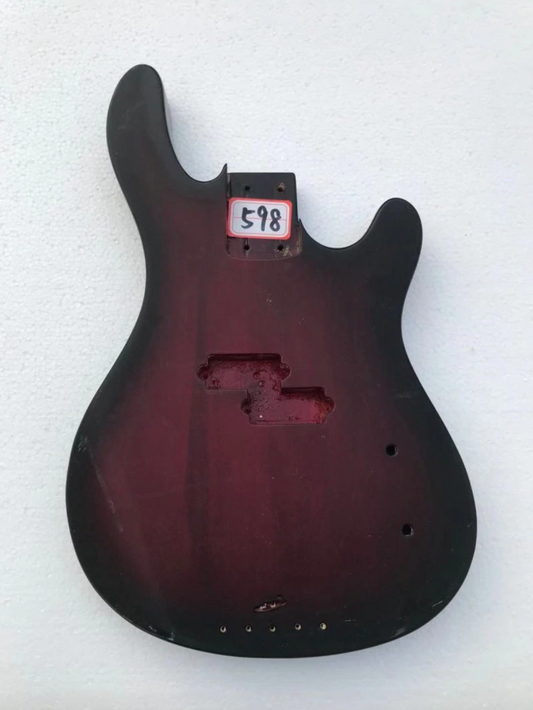 Electric Bass Guitar Basswood Body in Red Burst
