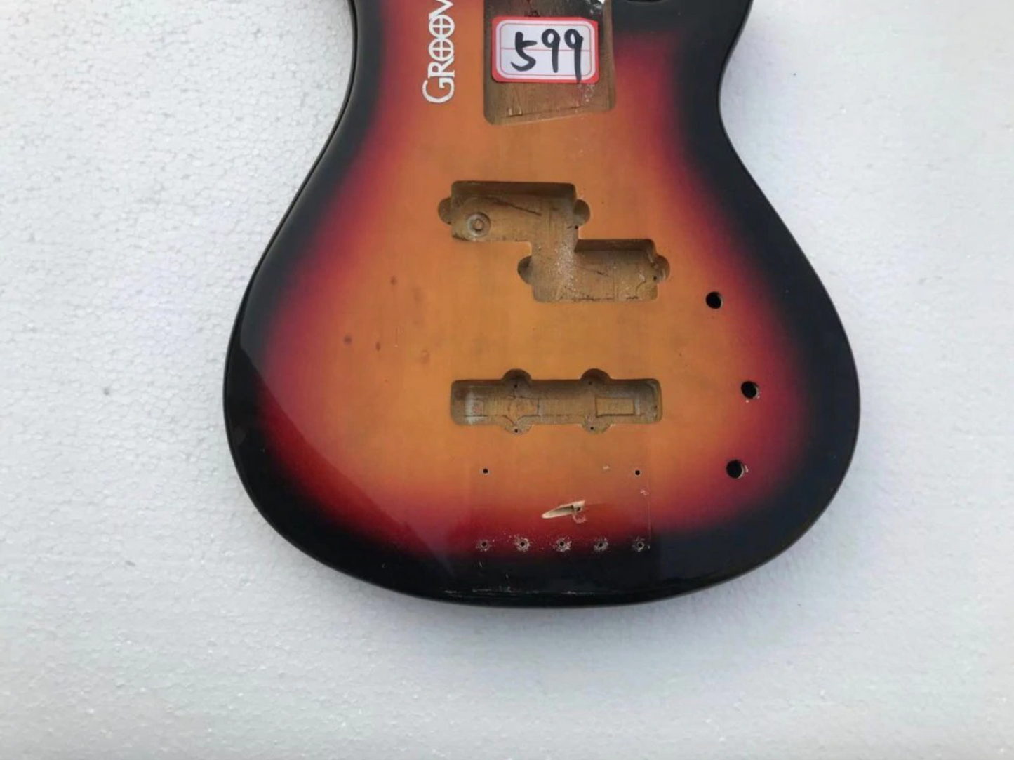 5 String Electric Bass Guitar Body in Sunburst Finished
