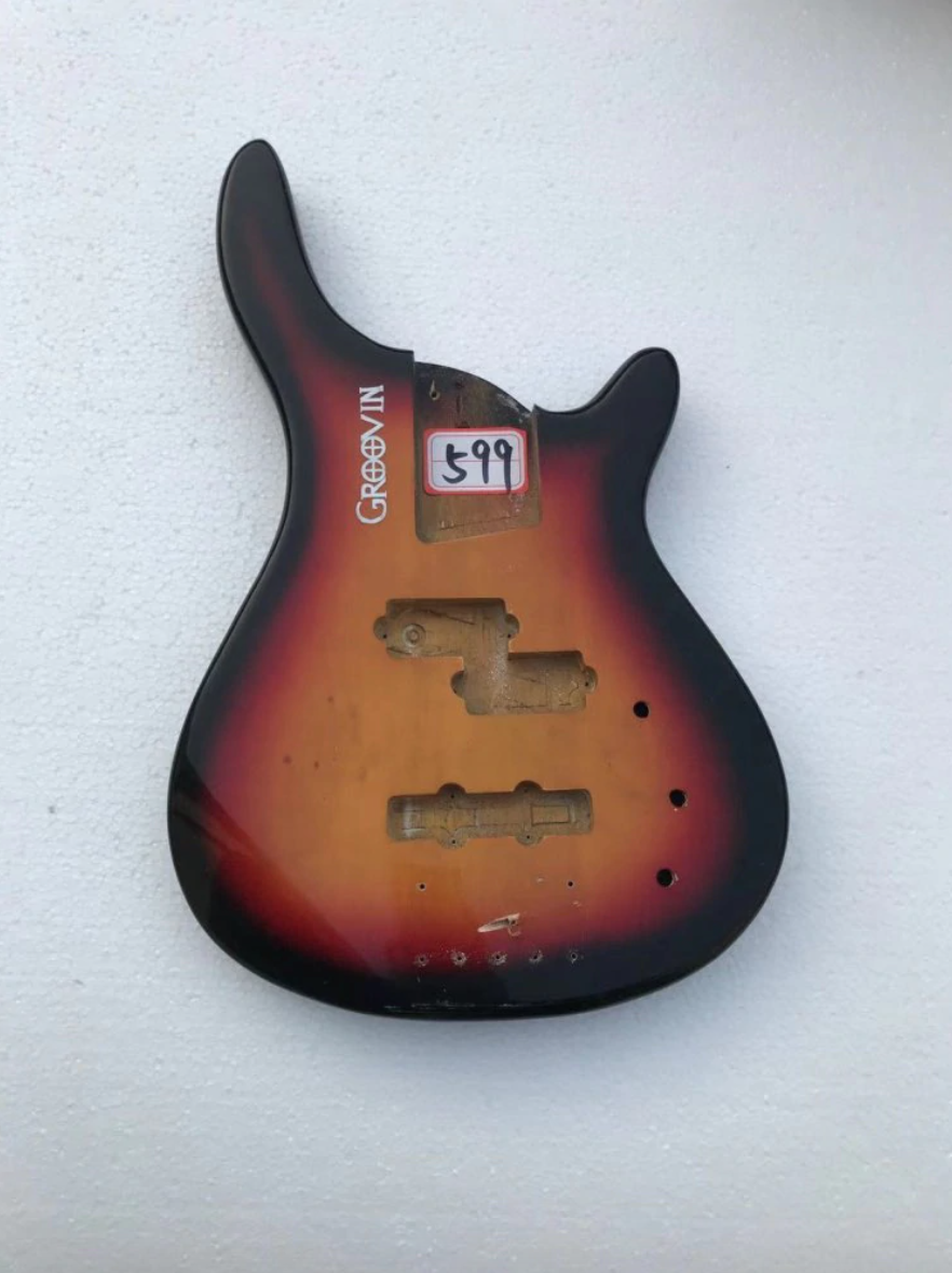 5 String Electric Bass Guitar Body in Sunburst Finished