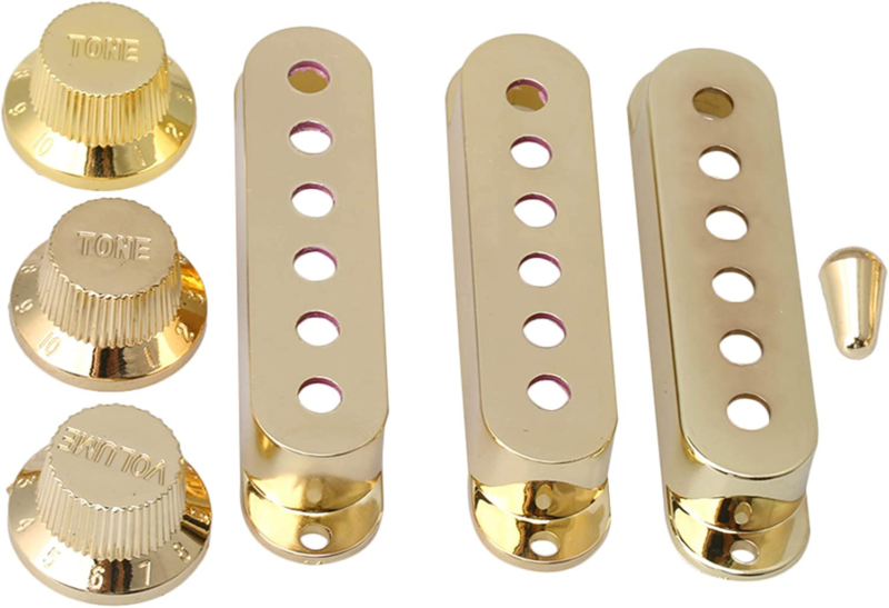 Gold Set Guitar Single Coil Pickups Covers, Control Knobs Fit Fender Strat ST