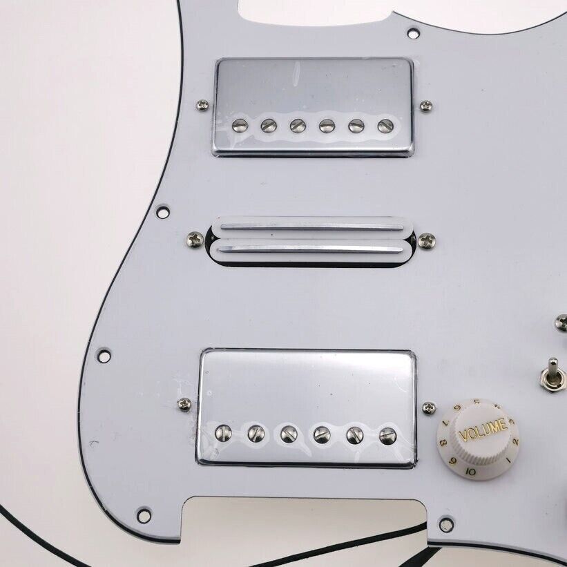 White HSH Prewired Guitar Multifunction Loaded Pickguard Fit Fender ST Strat
