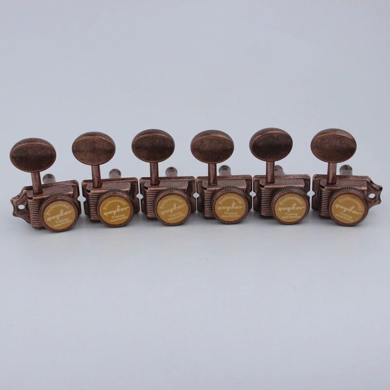 Vintage Lock Inline Guitar Bronze Machine Heads Tuners Fit Fender Strat Tele