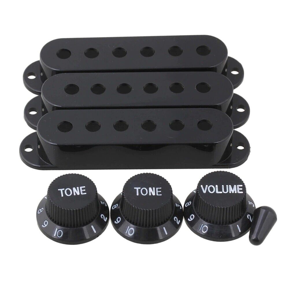 1 Set Guitar Control Knobs with Single Coil Pickup Covers Fit Stratocaster ST