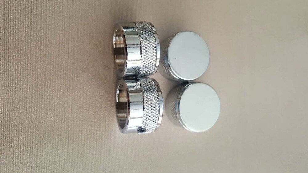 4x Bass and Guitar Flat Metal Knobs Set Fit Schecter,Jackson,Spector,Tobias,Cort